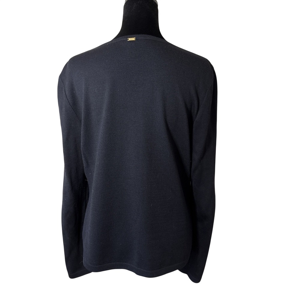 St. John Sport Women's Black‎ Gold Knit Sweater Beaded Wool Blend Medium - Picture 2 of 8